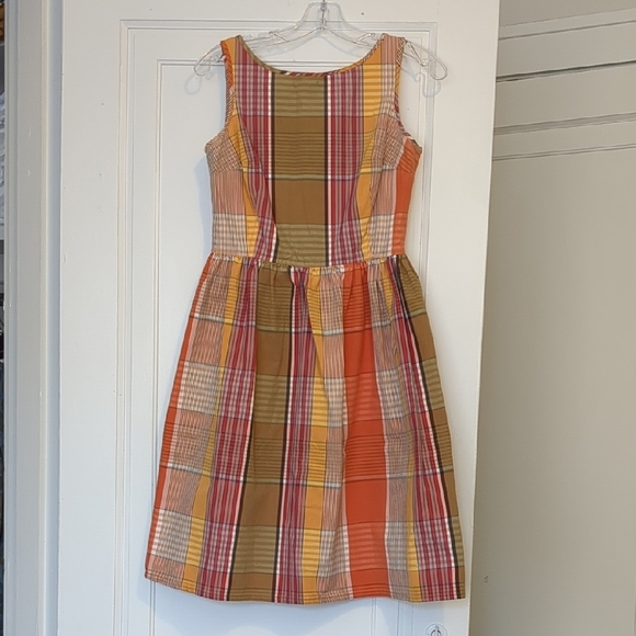 Isaac Mizrahi Dresses & Skirts - Plaid Fall Pumpkin Patch Oktoberfest Tank Dress Cotton Midi Autumn Leaves Size 4